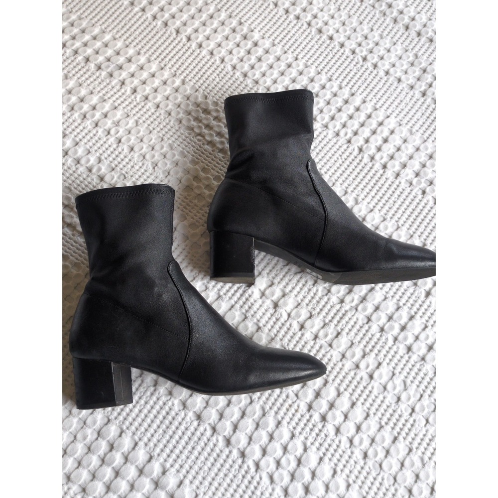 Stuart Weitzman Sofia 50 Stretch Leather Sock Ankle Boots Black Size 9